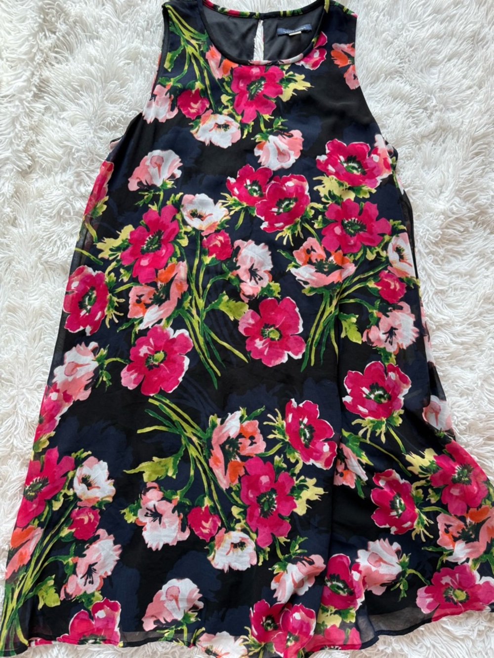 Tommy Hilfiger Black A-Line Skirt with Pink Floral Print